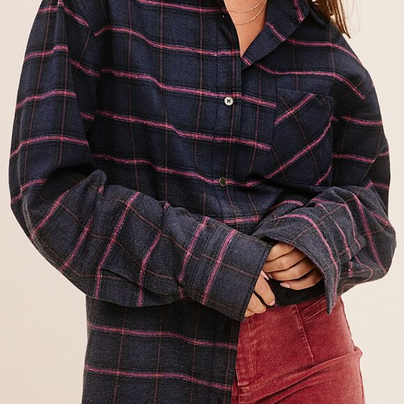 RAW EDGE TWO-TONE WASH BUTTON DOWN PLAID SHIRT - Picture 2 of 3